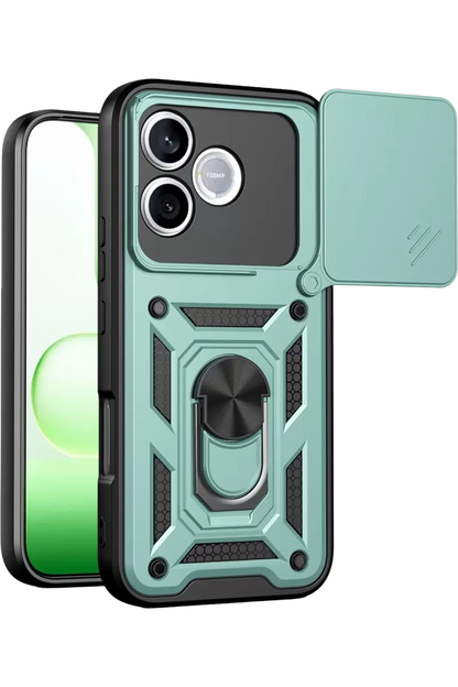 Huawei Honor 600 Lite Pars Lens Yüzüklü Silikon - Yeşil