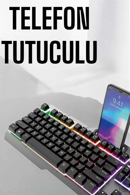 Klavyesi Q Klavye RGB Işıklı Mouse Hediyeli