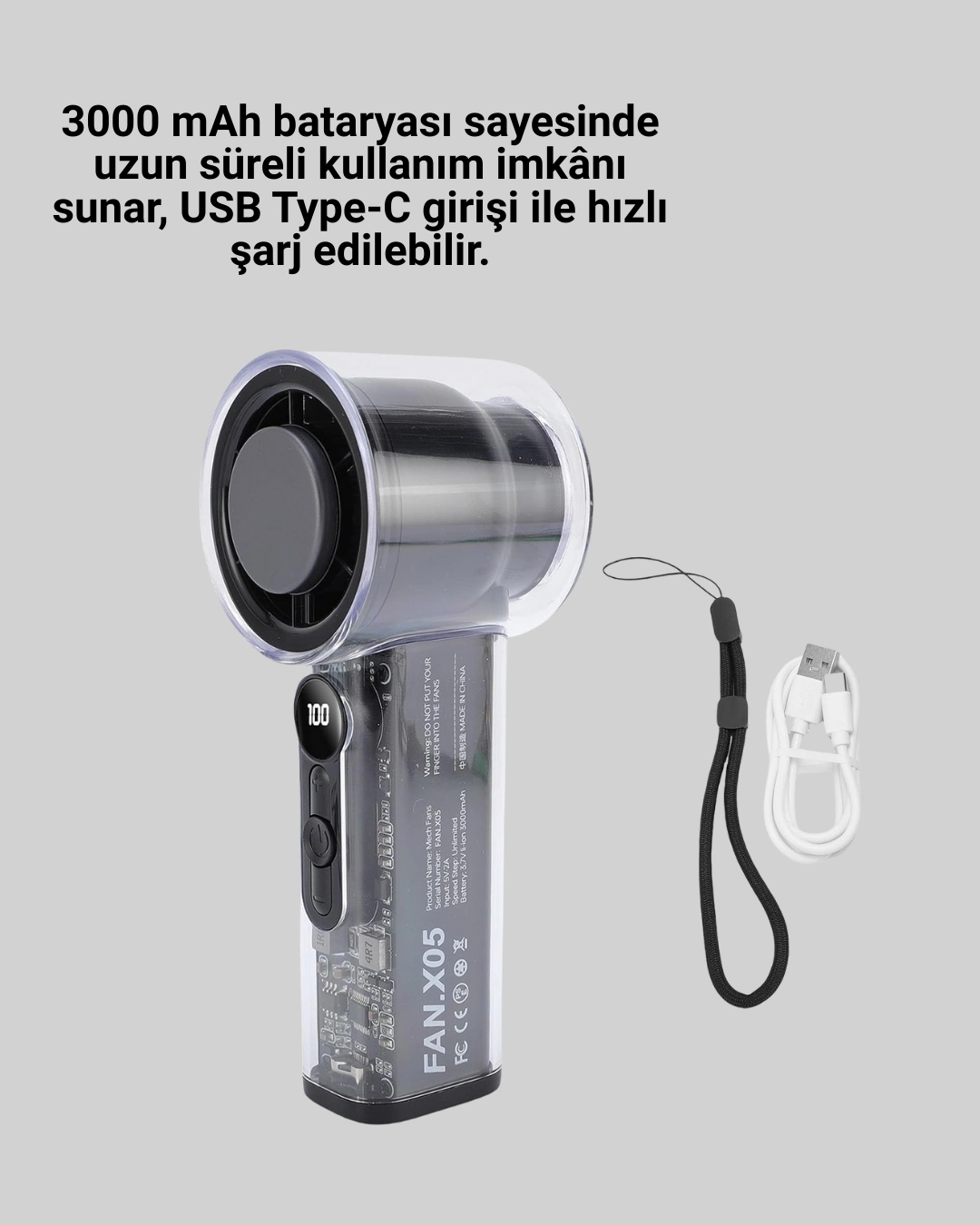 Kompakt Dijital Ekranlı Fan | 100 Seviye Hız + Sessiz Çalışma