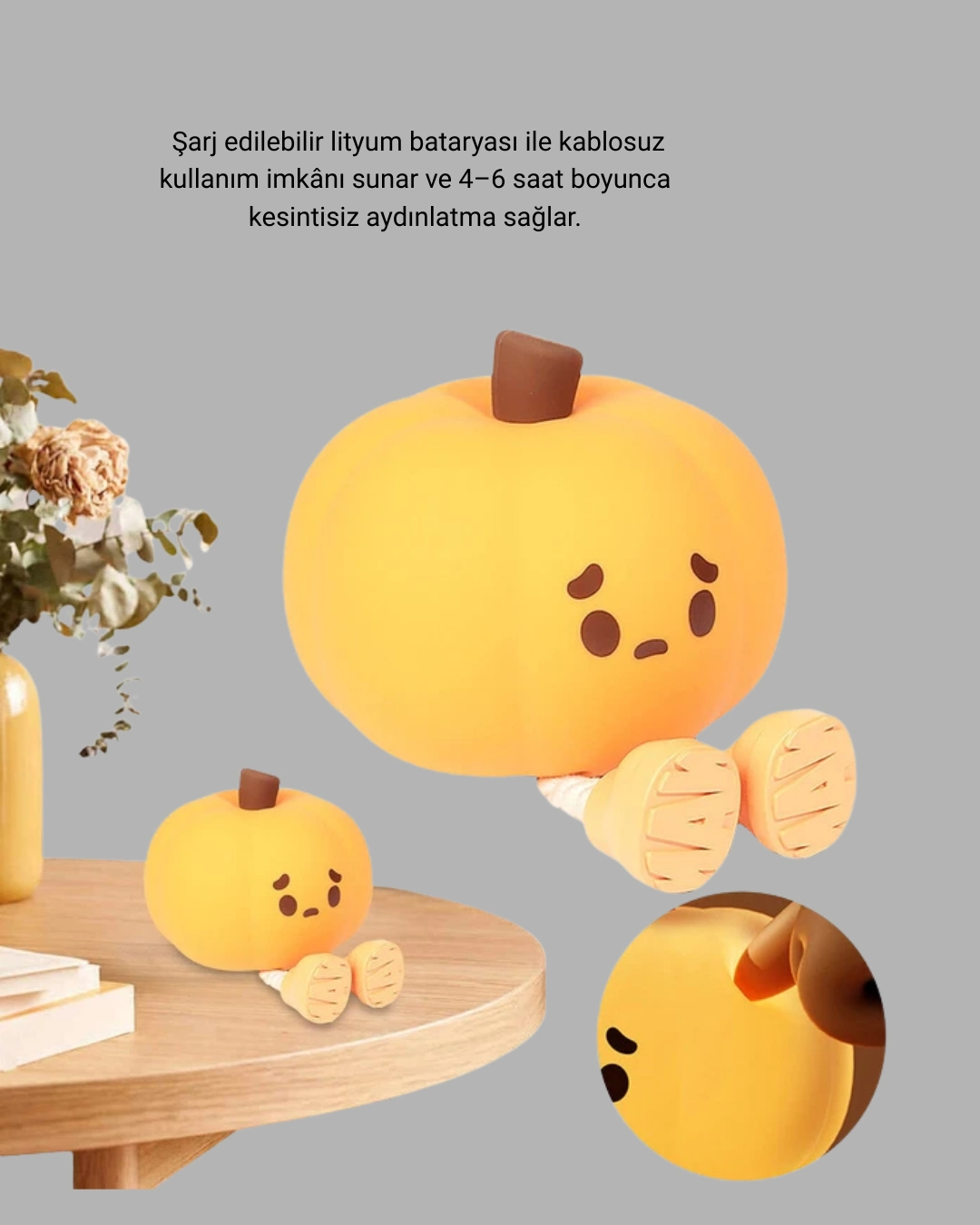 Pumpkin LED Night Light Dokunmatik Şarjlı Silikon Gece Lambası Yeni Nesil