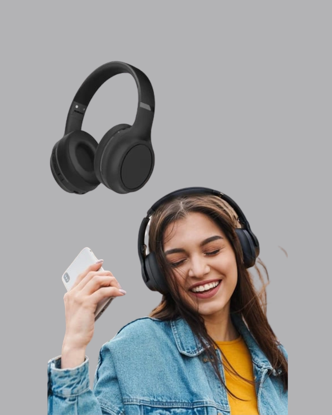 Siyah Kablosuz Bluetooth Kulaklık 300 mAh Hızlı Şarj Katlanabilir Pedli Yeni Nesil