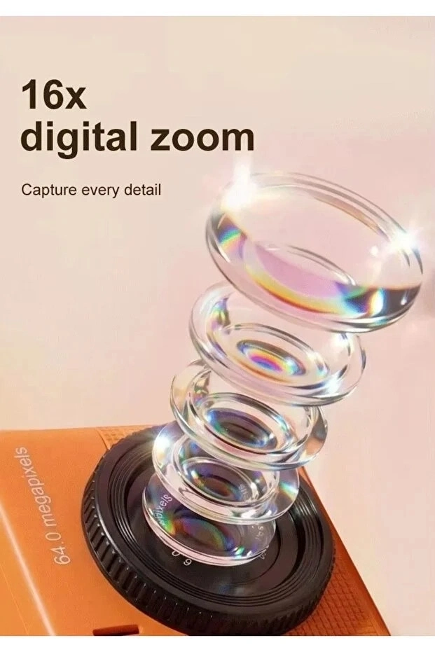 Mini Dijital Kamera 64mp 16x Digital Zoom Retro Vintage 1.4’’ekranlı Video Kamera Taşınabilir Tasarım Beyaz