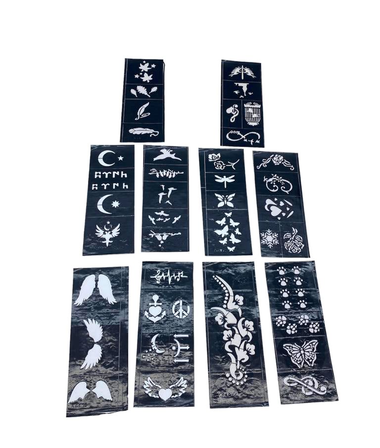 MİX DESEN 8X20CM TÜP KINA DESEN ÇIKARTMA ŞABLONU 10 PARÇA (5643)