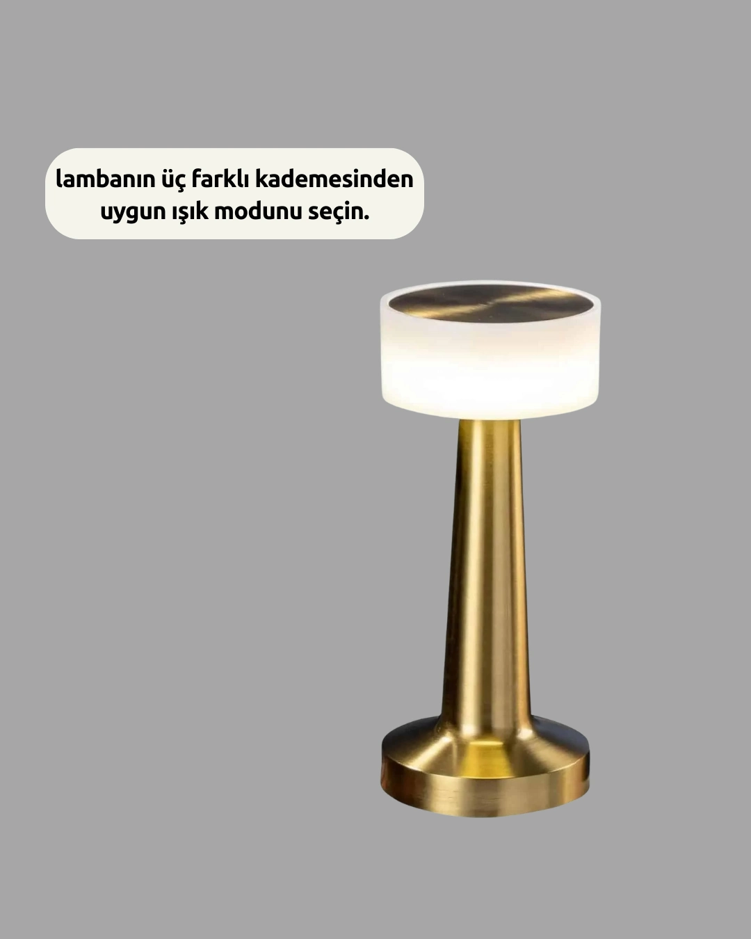 Modern Usb'li Kablosuz Masa Lambası – Minimalist Tasarım, 3 Farklı Parlaklık Yeni Nesil