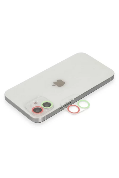 Newface Apple İphone 11 Renkli Kamera Lens Koruma Cam - Yeşil-pembe