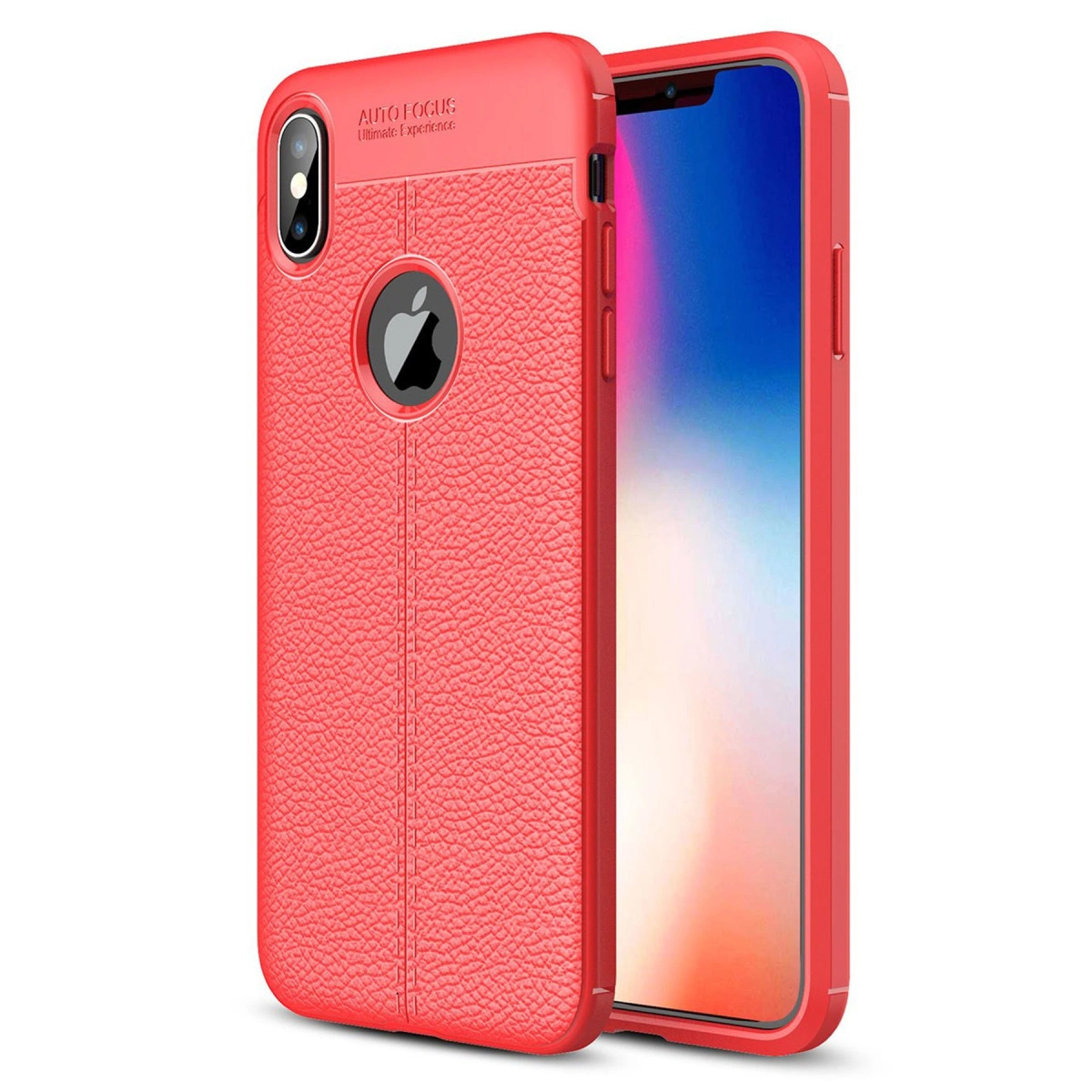 Newface Apple İphone X Kılıf Auto Focus Kapak - Kırmızı