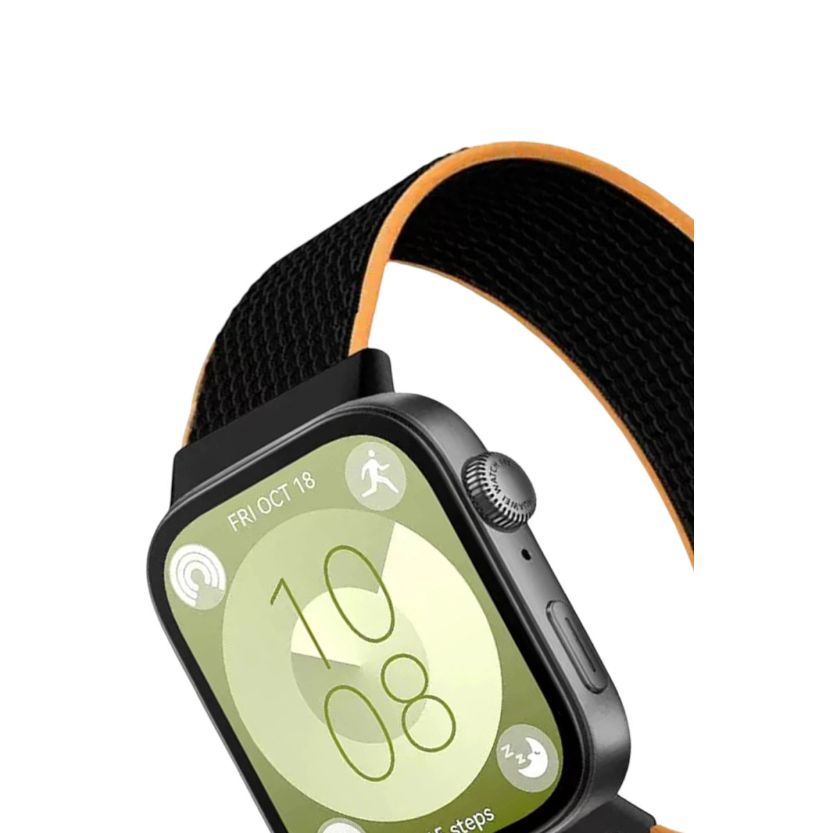 Huawei Fit 4 Hasırlı Cırtcırtlı Kordon - Siyah-turuncu