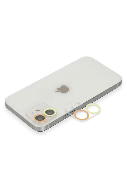 Newface Apple iPhone 11 Renkli Kamera Lens Koruma Cam - Sarı-Turuncu