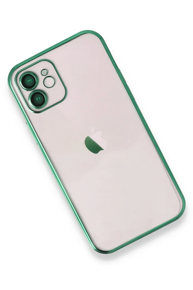 Newface İphone 12 Kılıf Razer Lensli Silikon - Yeşil