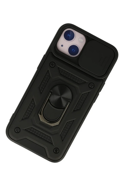 Newface İphone 13 Kılıf Pars Lens Yüzüklü Silikon - Siyah