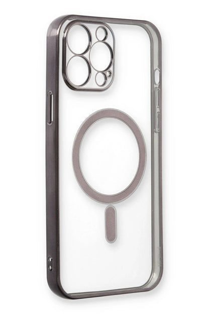 Newface Apple iPhone 13 Pro Max Kılıf Magneticsafe Lazer Silikon - Siyah