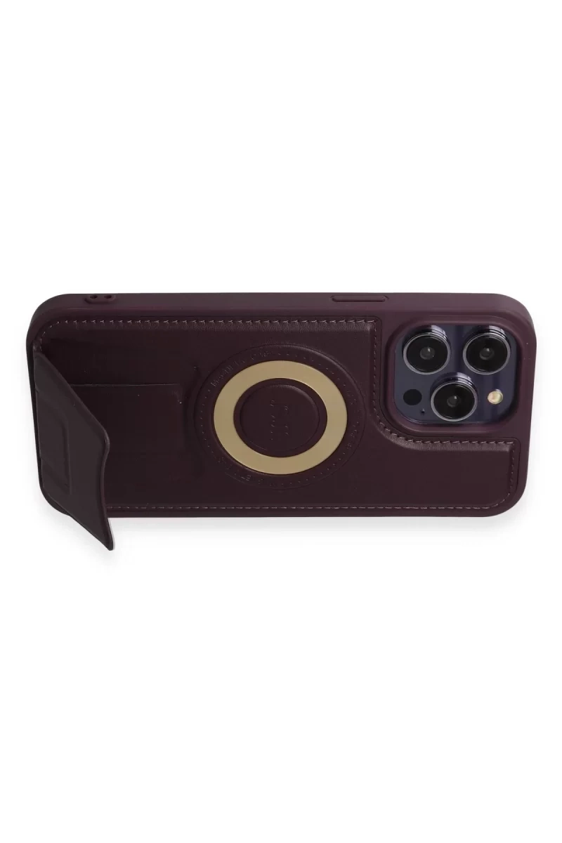 Newface İphone 14 Pro Kılıf Merkür Magneticsafe Standlı Kapak - Derin Mor
