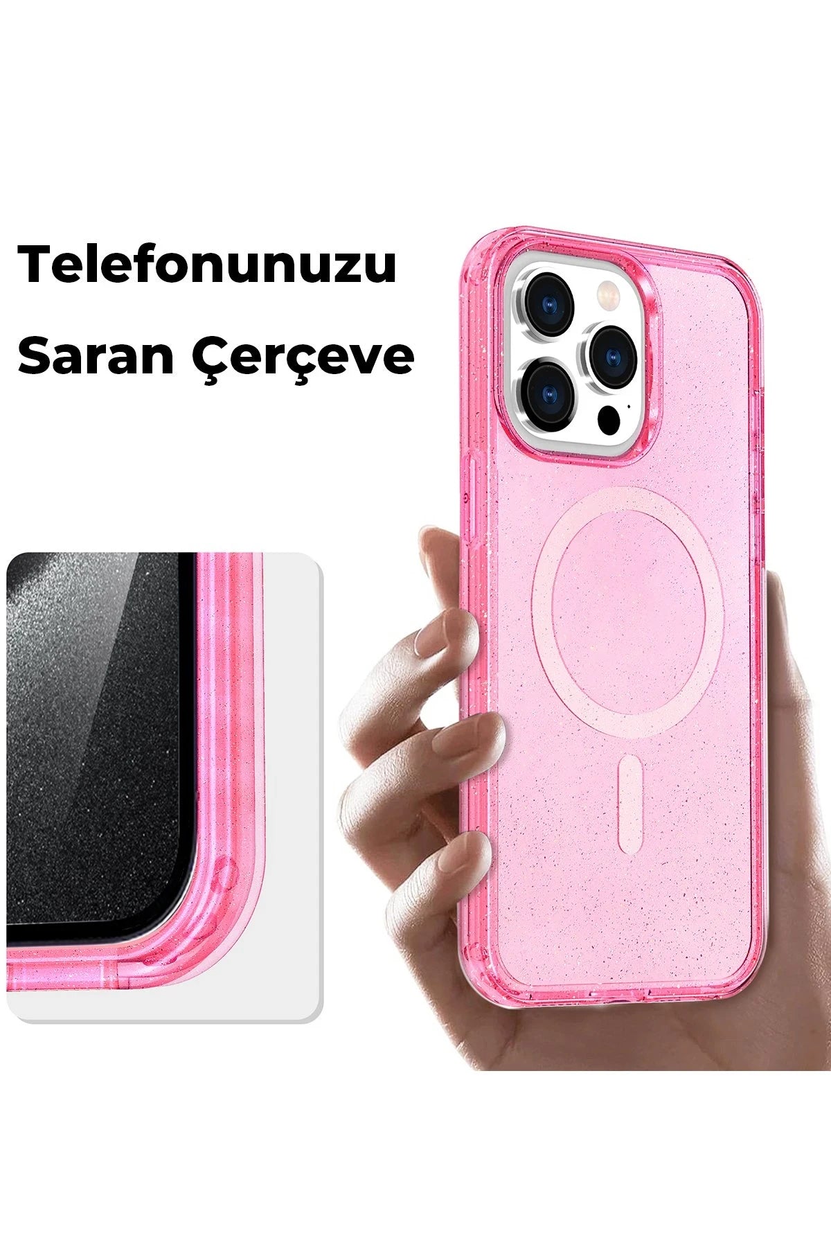 Newface Apple iPhone 15 Pro Kılıf Star Magsafe Kapak - Siyah