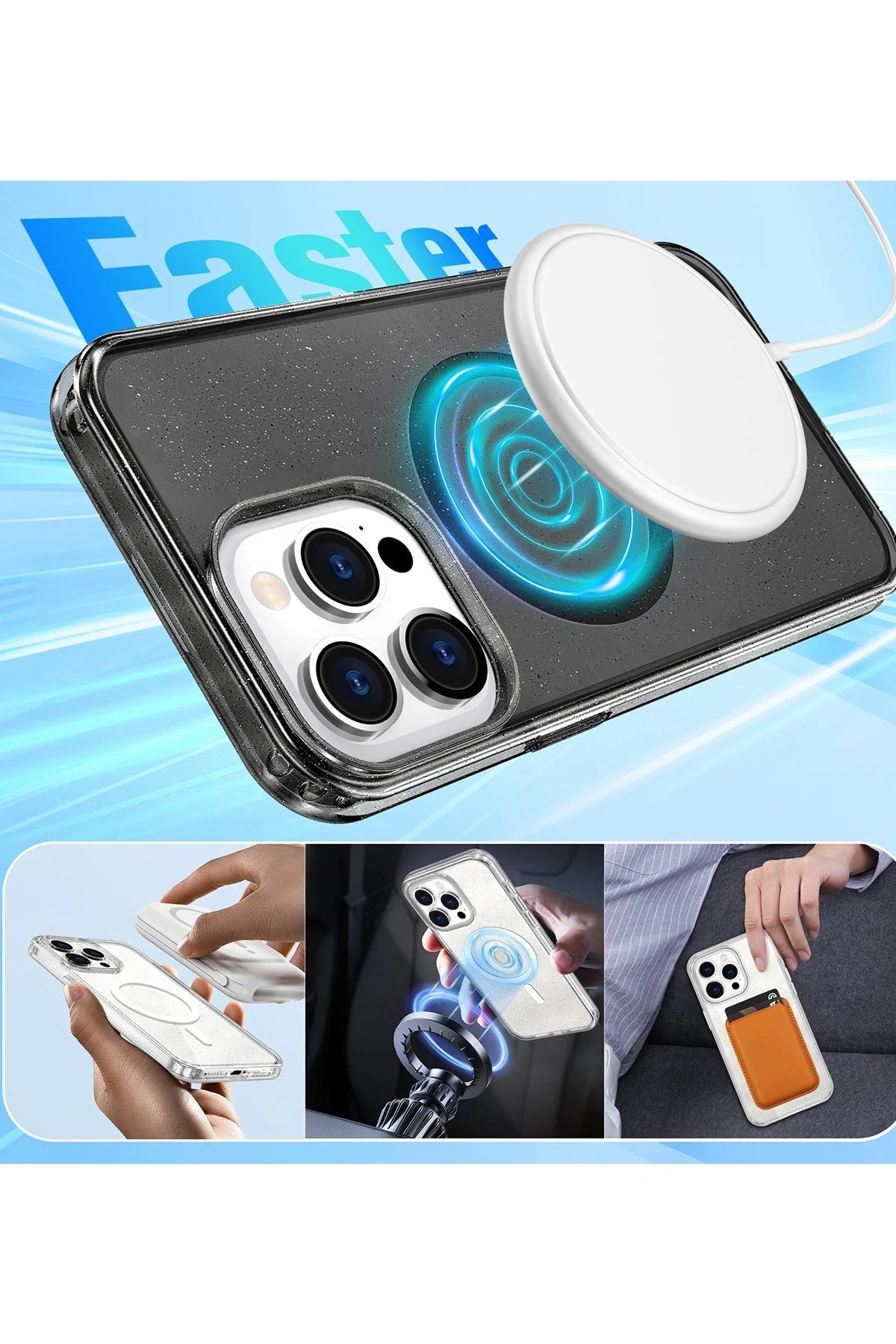 Newface Apple iPhone 15 Pro Kılıf Star Magsafe Kapak - Siyah