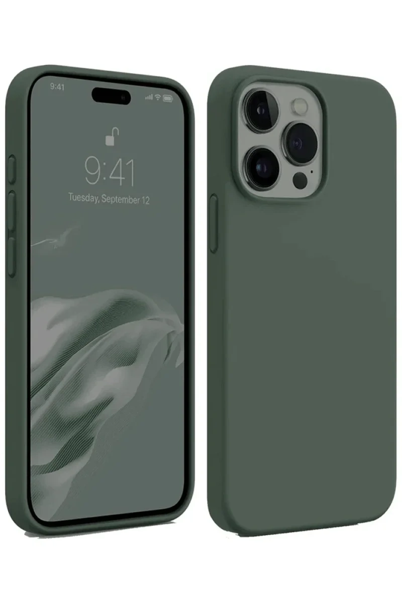 Newface İphone 15 Pro Max Kılıf First Silikon - Koyu Yeşil
