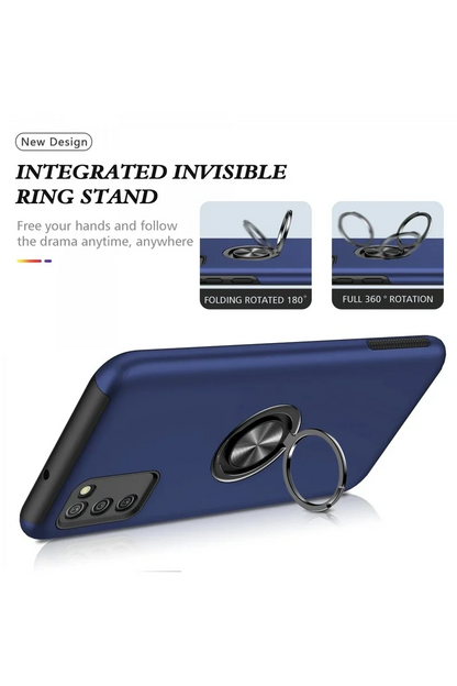 Newface Samsung Galaxy A02s Kılıf Elit Yüzüklü Kapak - Lacivert
