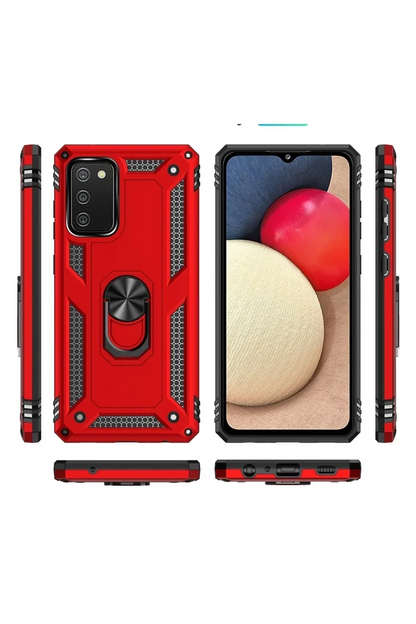 Newface Samsung Galaxy A03s Kılıf Sofya Yüzüklü Silikon Kapak - Kırmızı