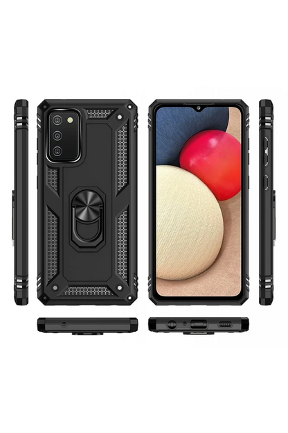 Newface Samsung Galaxy A03s Kılıf Sofya Yüzüklü Silikon Kapak - Siyah