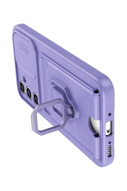 Newface Samsung Galaxy A14 4g Kılıf Zuma Kartvizitli Yüzüklü Silikon - Lila