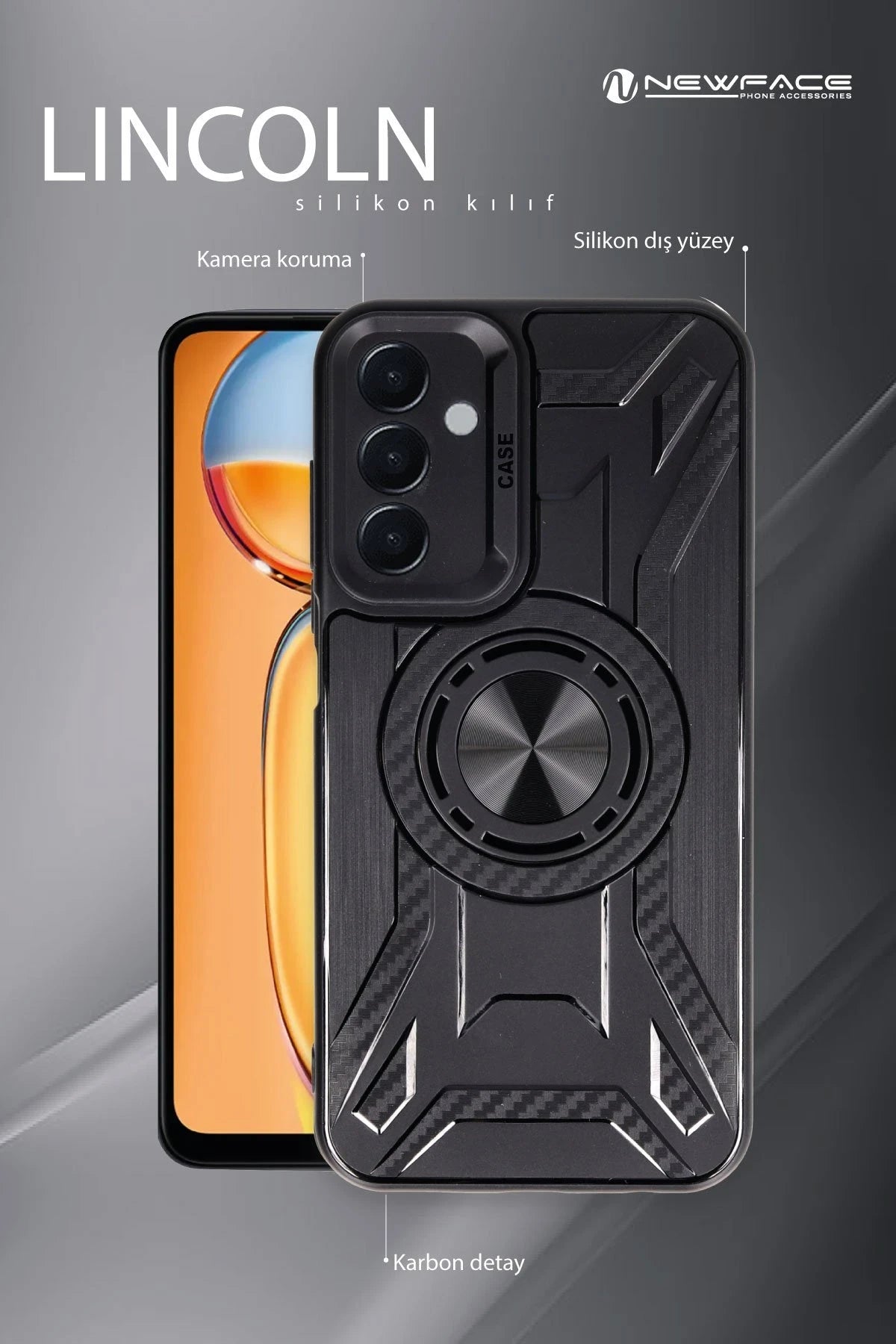 Newface Samsung Galaxy A15 4G Kılıf Lincoln Silikon - Siyah