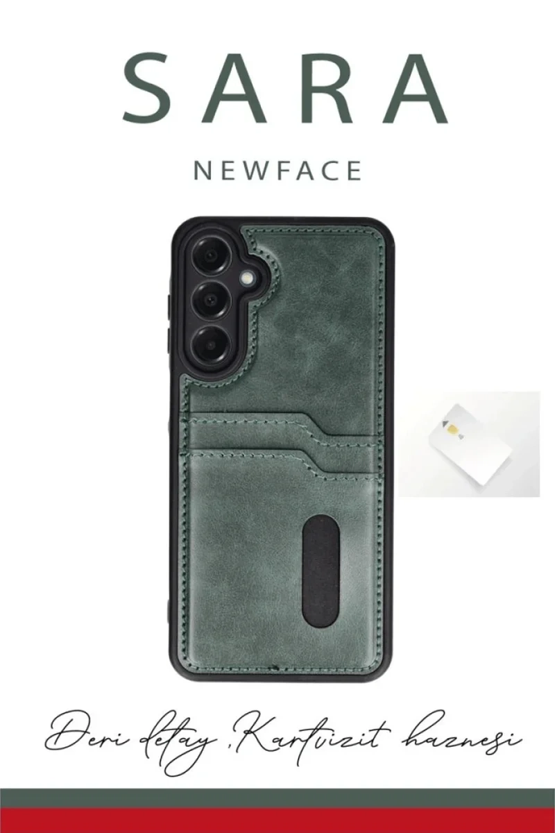 Newface Samsung Galaxy A56 Kılıf Sara Kartvizitli Deri Kılıf - Kırmızı