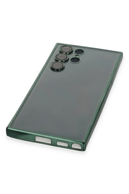 Newface Samsung Galaxy S22 Ultra Kılıf Razer Lensli Silikon - Yeşil