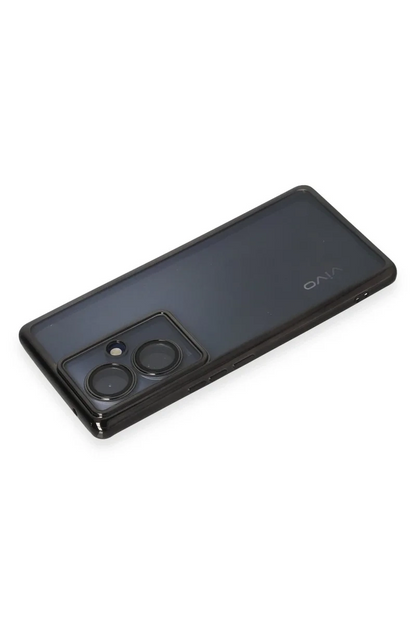 Newface Vivo V29 Lite Kılıf Razer Lensli Silikon - Siyah