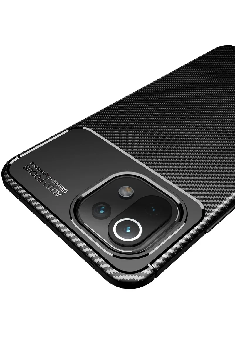 Newface Xiaomi Mi 11 Lite Kılıf Auto Focus Karbon Kapak - Lacivert