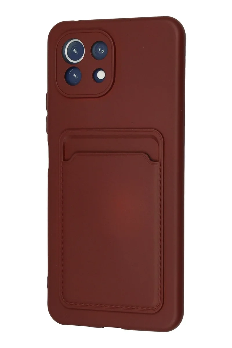 Newface Xiaomi Mi 11 Lite Kılıf Kelvin Kartvizitli Silikon - Bordo
