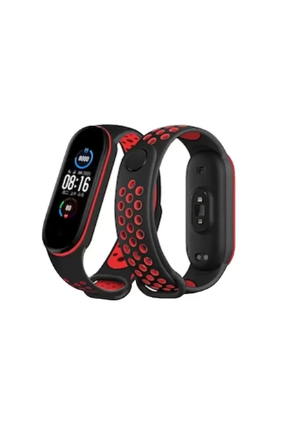 Newface Xiaomi Mi Band 7 Spor Delikli Kordon - Siyah-kırmızı