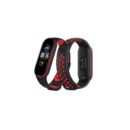 Newface Xiaomi Mi Band 7 Spor Delikli Kordon - Siyah-kırmızı