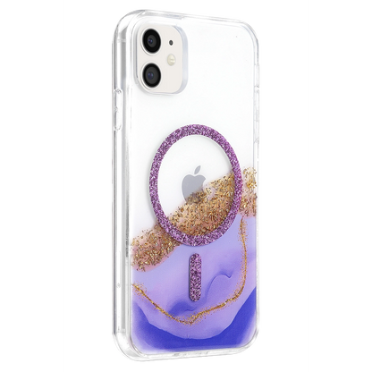 Onegif Apple İphone 11 Lotus Simli Magsafe Kapak - Mor