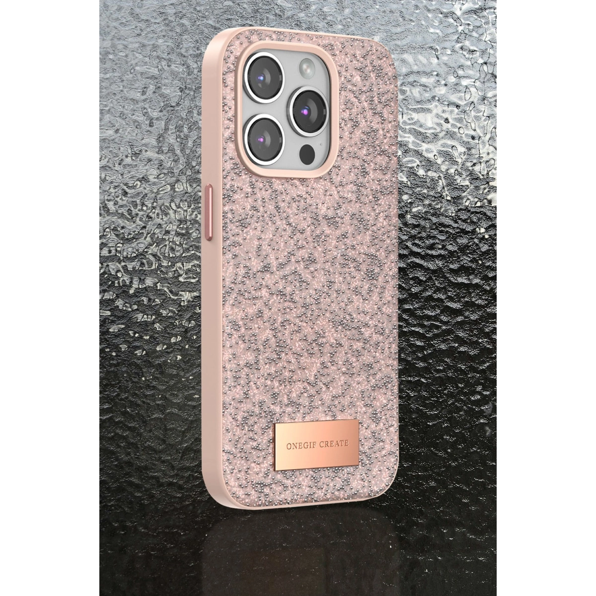 Onegif Apple İphone 14 Pro Max Bright Simli Kapak - Gold