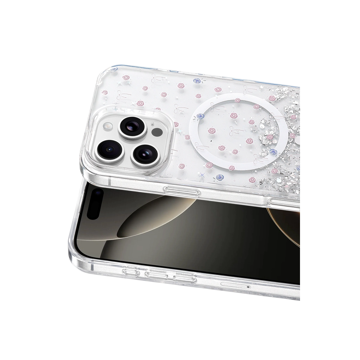 Onegif Apple İphone 16 Pro Max Misk Simli Magsafe Kapak - Desen 1