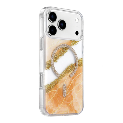 Onegif Apple İphone 17 Pro Lotus Simli Magsafe Kapak - Turuncu