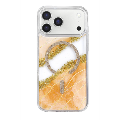 Onegif Apple İphone 17 Pro Lotus Simli Magsafe Kapak - Turuncu