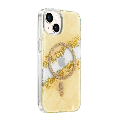 Onegif İphone 14 Lotus Simli Magsafe Kapak - Gümüş