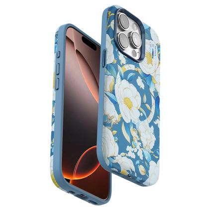 Onegif İphone 14 Pro Flower Series Magsafe Kapak - Mavi