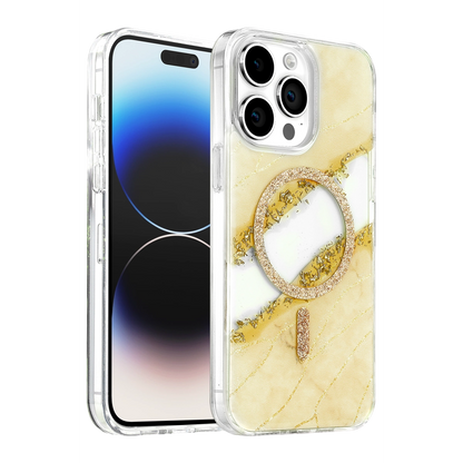 Onegif İphone 14 Pro Max Lotus Simli Magsafe Kapak - Gümüş