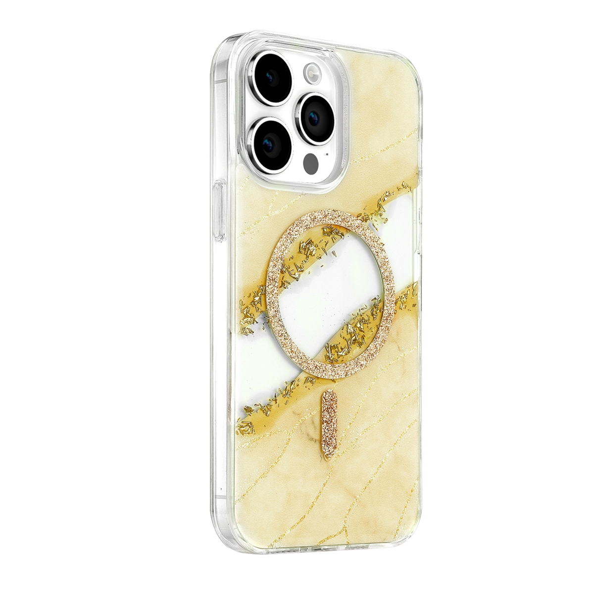 Onegif İphone 14 Pro Max Lotus Simli Magsafe Kapak - Gümüş