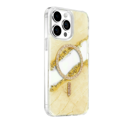 Onegif İphone 14 Pro Max Lotus Simli Magsafe Kapak - Gümüş
