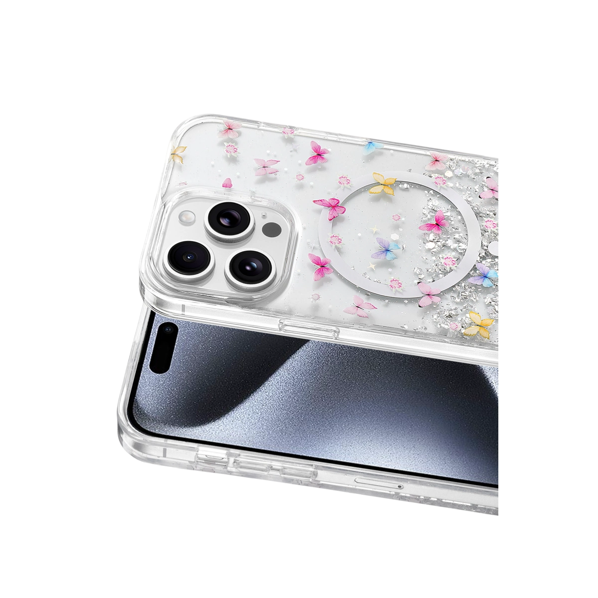 Onegif İphone 14 Pro Max Misk Simli Magsafe Kapak - Desen 4