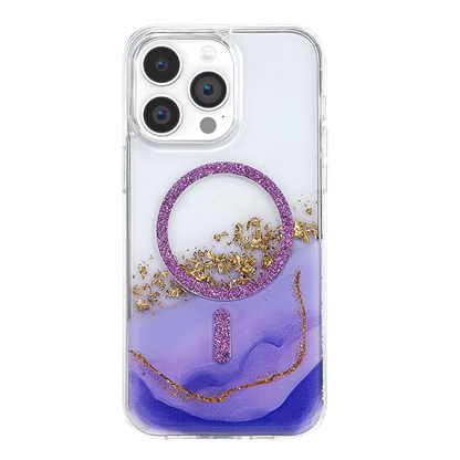 Onegif İphone 15 Pro Max Lotus Simli Magsafe Kapak - Mor