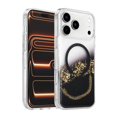 Onegif İphone 17 Pro Max Lotus Simli Magsafe Kapak - Siyah