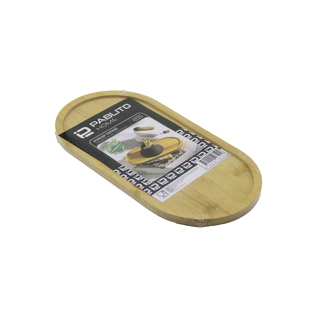 OVAL AHŞAP BAMBU YAĞDANIK ALTLIK - SUNUM TEPSİ 12X24X0.8CM (5643)