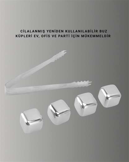 Hızlı Soğutma Özellikli Paslanmaz Metal Buz Küpü Takımı Yeni Nesil