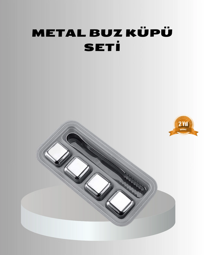 Paslanmaz Metal Buz Küpleri Seti Klipsli Sulandırmadan Soğutma Özellikli