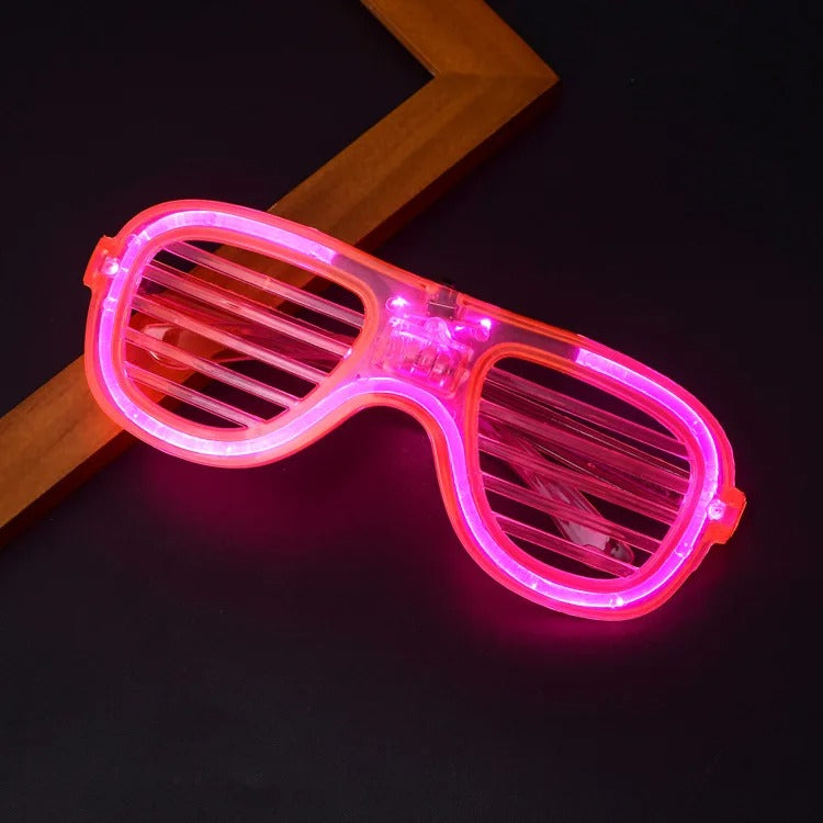 Pembe Led Işıklı Parti Gözlüğü - Neon Glow Şerit Gözlük 3 Modlu (5643)