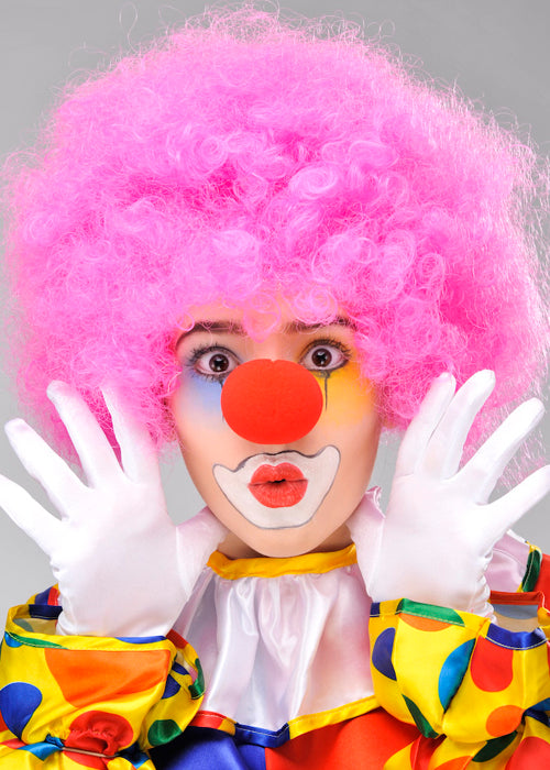 Pembe Renk Kıvırcık Afro Bonus Peruk Takma ve Kırmızı B Seti
