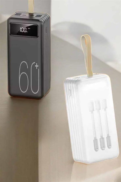 Powerbank 60.000 Mah Hızlı Şarj 4 Çıkışlı Uzun Şarj Süreli Dijital Göstergeli